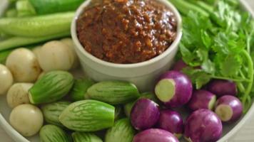 fermented fish chili paste with fresh vegetables video