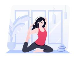 Mermaid Pose and Stretching vector