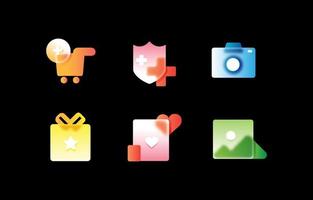 Glassmorphism Icon Set vector