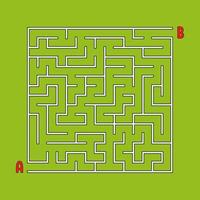 Abstract square maze. Game for kids. Puzzle for children. One entrances, one exit. Labyrinth conundrum. Simple flat vector illustration isolated on color background.