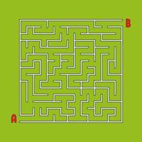 Abstract square maze. Game for kids. Puzzle for children. One entrances, one exit. Labyrinth conundrum. Simple flat vector illustration isolated on color background.