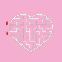 Labyrinth in the shape of a heart. Game for kids. Puzzle for children. Find the right way. Maze conundrum. Flat vector illustration isolated on white background.