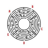 Abstract round maze. Game for kids. Puzzle for children. Find the right path. Labyrinth conundrum. Flat vector illustration isolated on white background. With place for your image.