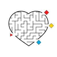 Labyrinth in the shape of a heart. Game for kids. Puzzle for children. Find the right way. Maze conundrum. Flat vector illustration isolated on white background.