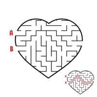 Labyrinth in the shape of a heart. Game for kids. Puzzle for children. Find the right way. Maze conundrum. Flat vector illustration isolated on white background.