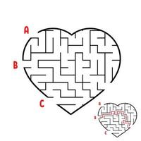 Labyrinth in the shape of a heart. Game for kids. Puzzle for children. Find the right way. Maze conundrum. Flat vector illustration isolated on white background.