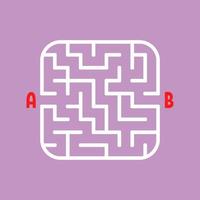 Abstract square maze. Easy level of difficulty. Game for kids. Puzzle for children. One entrances, one exit. Labyrinth conundrum. Flat vector illustration isolated on white background.