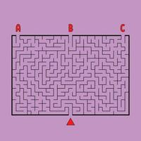 Abstract rectangular large maze. Game for kids and adults. Puzzle for children. Find the right way out. Labyrinth conundrum. Flat vector illustration.