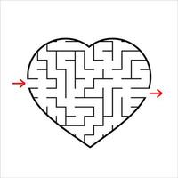 Abstract heart shaped labyrinth. Game for kids. Puzzle for children. One entrances, one exit. Maze conundrum. Simple flat vector illustration isolated on white background.