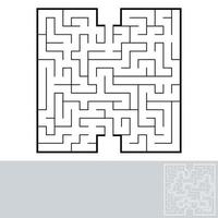 Abstract square maze. Game for kids. Puzzle for children. Labyrinth conundrum. Black flat vector illustration isolated on white background. With answer.