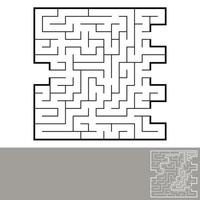 Abstract square maze. Game for kids. Puzzle for children. Labyrinth conundrum. Black flat vector illustration isolated on white background. With answer.