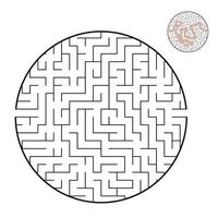 Abstract round maze. Game for kids and adults. Puzzle for children. Labyrinth conundrum. Flat vector illustration isolated on white background. With the correct answer.