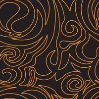 Seamless pattern of spirals and curlicues of orange on a black background vector