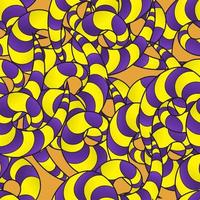 seamless striped purple and yellow curlicues on an orange background vector