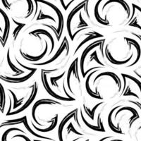 Seamless vector pattern of black strokes of paint in the form of corners of arcs and circles isolated on a white background