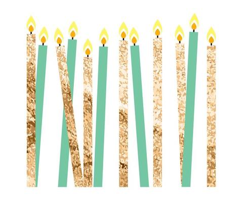 Color Glossy Happy Birthday Candles Vector Illustration