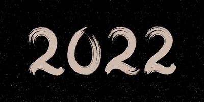 2022 new year greeting card design with calligraphy. Handwritten number 2022 lettering on vintage subtle grunge background. Hand drawn vector illustration