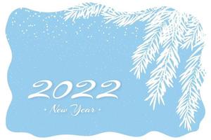 2022 snow card in flat style on light background. New year illustration. Blue color vector background. Abstract landscape banner design. Holiday celebration concept