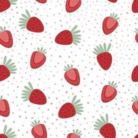 Seamless pattern with stawberries and dots vector