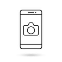 Mobile phone flat design icon camera sign. vector