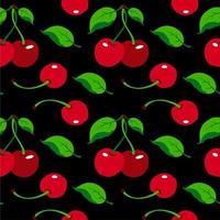 Cherry pattern on black background, wrapping paper, seamless pattern, vector textile fabric print vector illustration.