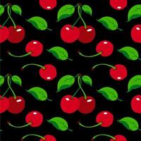 Cherry pattern on black background, wrapping paper, seamless pattern, vector textile fabric print vector illustration.