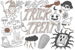 truco o trato halloween garabatos art vector