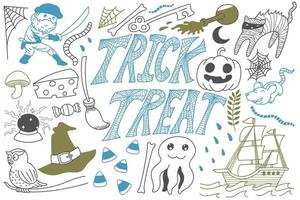 truco o trato halloween garabatos art vector