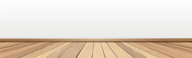 Realistic light wood floor and white wall, background for presentation - Vector