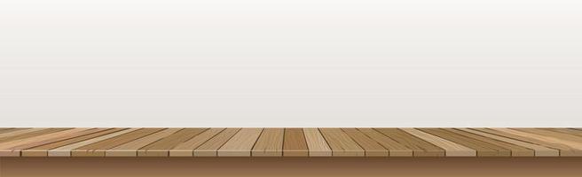 Large table top, wooden texture from boards, white background - Vector