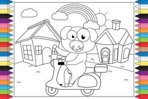 coloring animal cartoon for kids vector