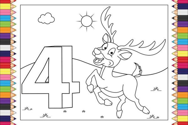 coloring animal cartoon with number for kids