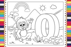 coloring animal cartoon with number for kids vector