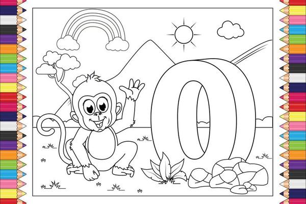 coloring animal cartoon with number for kids