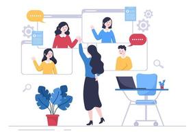 Job Interview Online Service or Platform, Candidate and HR Manager. Business Man or Woman at Table, Vector Illustration For Conversation, Career, Human Resource Concept