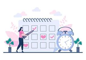 Planning Schedule or Time Management with Calendar Business Meeting, Activities and Events Organizing Process Office Working. Background Vector Illustration