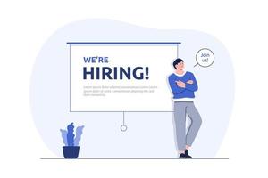 We are hiring concept in flat design vector