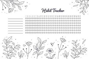 Habit tracker template botanical background vector