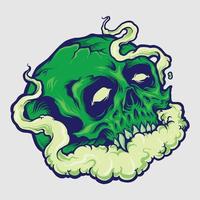 vape cloud green skull ilustraciones