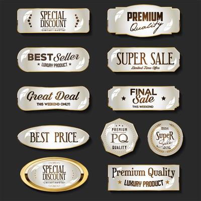 Luxury gold and brown badges and labels collection illustration