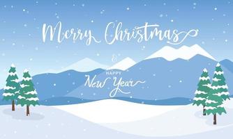 merry christmas winter landscape background vector