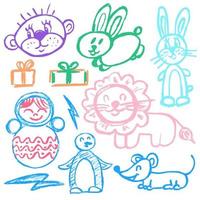 Cute childish drawing with wax crayons vector