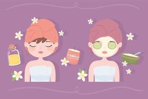 women in a spa icon set vector