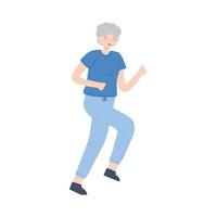 old woman running vector
