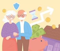 retirement plan and old couple vector