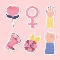 iconos de poder femenino vector