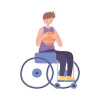 handicapped boy in wheelchair vector