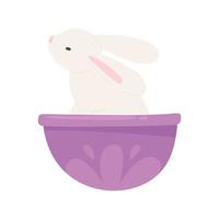 cute rabbit in bowl vector