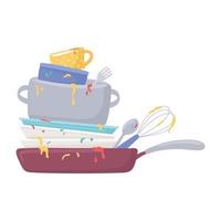 stack of dirty dishes vector