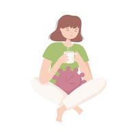 woman holds coffee cup vector